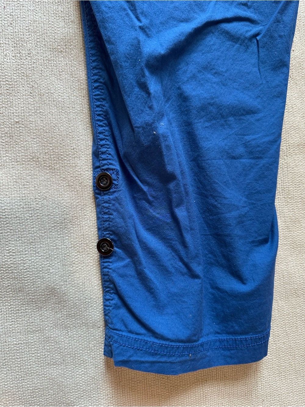 Women’s Blue Capri Pants Cropped Utility Cargo Drawstring Elastic Waist Pockets - Picture 4 of 9
